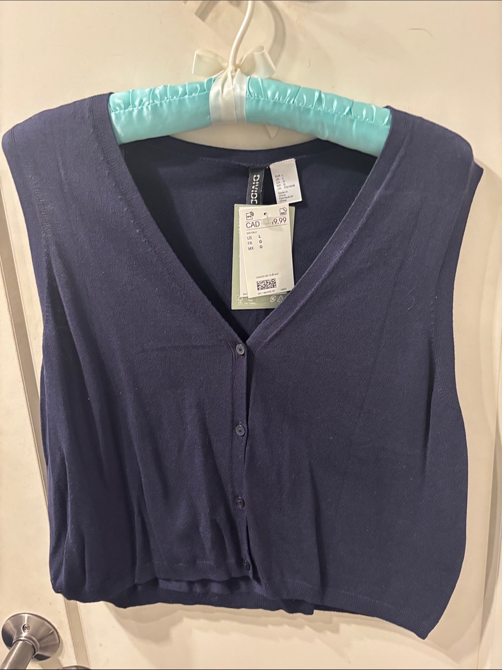 H&M Navy Button-Front Fine Knit Vest - BNWT - Picture 3 of 4